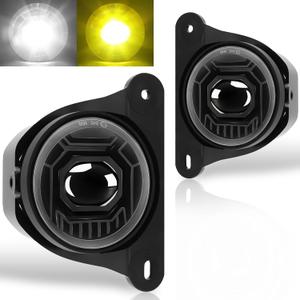 White/Amber LED Fog Lights for 2013-2024 Jeep Wrangler JK JL 10th 75th Anniversary Edition Hard Rock Bumper, 2PCS DOT Approved 60W Dual Color Fog Lamps Assembly Kit Replacement
