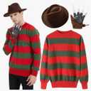 eforpretty Mens Halloween Costume Knitted Sweater with Brown Hat and Leather Glove Set 11-12Y