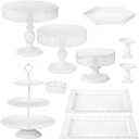 Peohud 10 Pieces White Cake Stands, Metal Dessert Table Display Set, Tiered Cupcake Holder Fruit Candy Display Plate for Wedding, Birthday Party, Anniversary, Gatherings