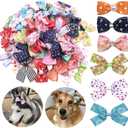 PET SHOW 20Pairs 2" 3" 4" Big Dog Hair Bows with Rubber Band for Small Medium Large Dogs Rhinestone Floral Bowknot Topknot Cats Rabbits Girl Boy Pink Blue Grooming Hair Accessories