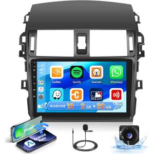 Upgrade Android Radio for Toyota Corolla 2009-2013-Car Stereo with Wireless Carplay & Android Auto-9'' Touch Screen for Corolla Radio-WiFi GPS EQ SWC FM RDS Dual USB+AHD Backup Camera -2+32G