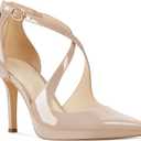 Womens Pumps High Heels Pointed Toe Crossed Strap D'Orsay Zip up Stilettos Party Dress Shoes Nude, 8