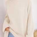 ZESICA Women's 2026 Fall Winter Sweaters Oversized Turtleneck Long Sleeve Chunky Knitted Pullover Sweater Jumper Tops (White, S)