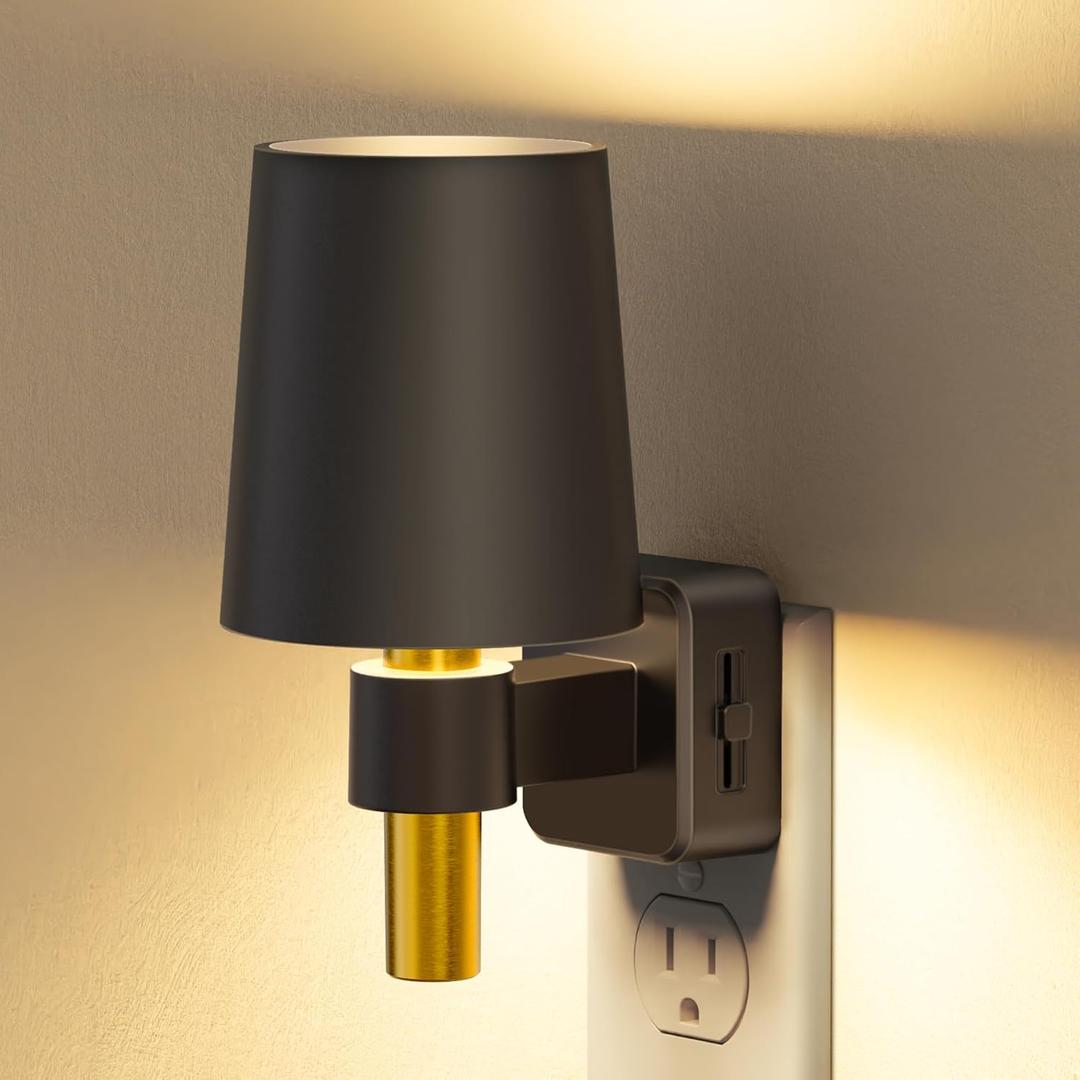 Briignite Night Light, Dimmable Night Lights Plug into Wall, Dusk to Dawn Sensor, Soft White 3000K, 0-100LM, Plug in NightLight, Vintage Night Light Compact for Hallway Bedroom Stairway
