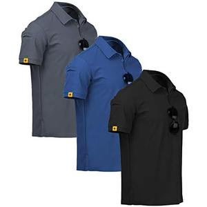 ZITY 3 Pack Mens Polo Shirt Short Sleeve Sports Performance Business Casual Golf Shirts for Men Collared Tactical T-Shirts Size XL