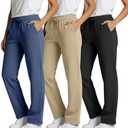 Real Essentials 3 Pack: Women's Relaxed Fit Fleece Open Bottom Sweatpants - Casual Athleisure, Size XL