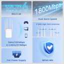 AX1800 Outdoor WiFi 6 Extender, Long Range Outdoor WiFi Extender Signal Booster, IP67 Weatherproof Outdoor Wireless Access Point with PoE, Gigabit Ports for Garage, Farm, Yard, RV, Starlink