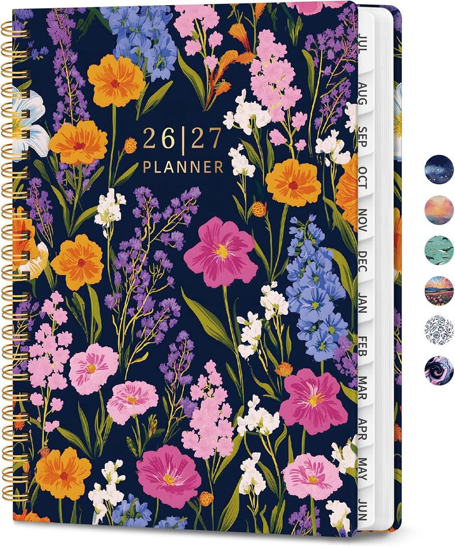 ZOTIA Planner 2026-2027 Weekly & Monthly Calendar Planner Jul 2026-Jun 2027 | Gentle Bloom, 8.5" x 11", Cute Hardcover Student Teacher Planning Agenda Book with Tabs, Perfect for Office School Supplies