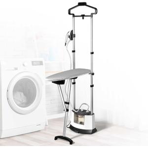 Standing Garment Steamer for Clothes Suitable For All Fabric Types, Flat Hanging Iron Rapid Heats in 25s for 1 Hour Powerful Steam, with Garment Hanger, Ironing Board, Ironing Gloves (Black)