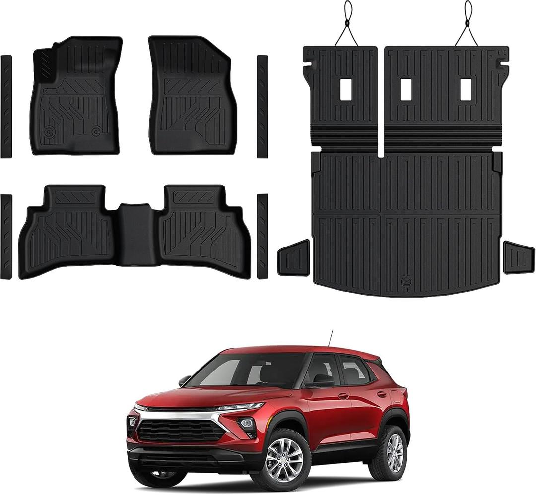 GALVAGNITE Floor Mats for Chevy Trailblazer AWD 2021-2026, All Weather Floor Mats Trunk Cargo Liner with Backrest Protectors and Door Sill Guards Accessories, Full Coverage Set