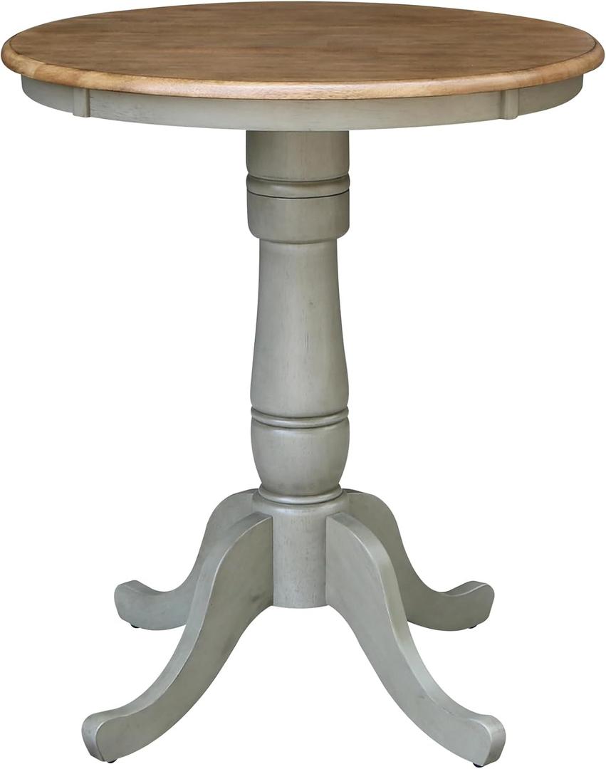IC INTERNATIONAL CONCEPTS 30" Round Top Counter Height Pedestal Dining Table, 34.9" High, Distressed Hickory/Stone, unspecified