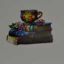 Book Ornament - Books & Tea Acrylic Suncatcher, Flowers & Teacup Window Hanging for Christmas Tree, Gift for Women, Friends, Coworker, Readers, Teachers & Book Lovers 2025 (Teacup)