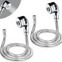 2Sets Silver Shampoo Bowl Hose and Sprayer - 1/4" Nut, Stainless Steel Sink Hose Attachment, Professional Salon Sink Hose and Sprayer for Salon Sink, Salon Shampoo Bowl