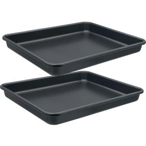 Small Cookie Sheets 11X9 Inch 2Pcs Mini Baking Pan Toaster Oven Tray Nonstick Thicken Brushed Carbon Steel Magnetic No Warp 1 to 2 Person Bakeware By HYTK