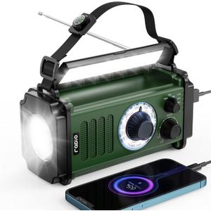 10000mAh/37000mWh Emergency Radio, Solar Radio, Hand Crank Radio, NOAA AM FM Weather Radio, 4 Charging Methods, Polymer Battery, Flashlight & Reading Lamp, SOS Alarm, Phone Charger for Emergency (10000mAh Dark Green)