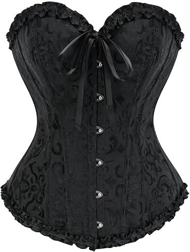 Vrapo Bustier Corset Top for Women | Overbust Lace Up Waist Cincher Shapewear Lingerie, XL