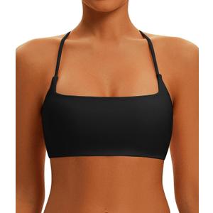 Comper Sports Bra for Women Cross Back Wirefree Workout Bras Lightweight Workouts Bralette with Thin Straps & Removable Pads (S)