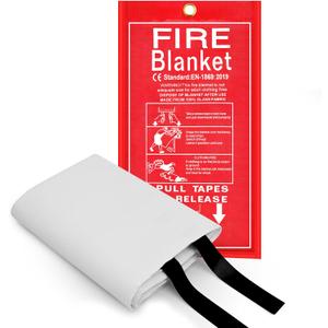 3 x Emergency Fire Blanket, 1 Pack 40 x 40 Fiberglass Fire Suppression Fireproof Blanket with Double-Sided Silicone Coating for Home, Kitchen, Fireplace, Grill, Car, Office, Warehouse