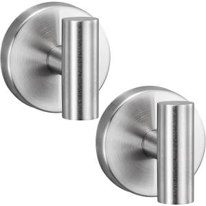 15 lbs Heavy Duty Suction Cup Hooks - Rustproof Stainless Steel Shower Hook for Bathroom Organization, Towels, Robes,Wreaths-No Drill, No Residue for Glass, Mirrors & Tile(2, Brushed nickel)