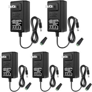 24V Power Supply, 24 Volt 2A 48W LED Power Supply Adapter, AC 100-240V to DC 24V Converter Transformer for LED Strip Lights, Wall Plug Power Adapter with 5.5/2.1 DC Female Connector (5 Pack)