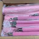 Ferraycle 6 Pcs Stainless Steel Stanchions Post Queue 38 Inch, 5 ft Velvet Rope Carpet Ropes and Pole, Control Barriers for Wedding Birthday Party Decoration Sand Injection Hollow Base Set (Pink)