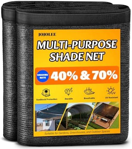 JOJOLEE 40% Sun Shade Cloth, 12x12FT Shade Net Mesh Tarp with Grommets, Black Sunblock Cover for Outdoor Patio Plants, Pergola, Greenhouse, Chicken Coop, Backyard, Balcony