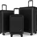 Verdi Hardside Expandable Luggage Set Carry-On/Checked Suitcase with Spinner Wheel (3-Piece Set (20/24/28), Black)