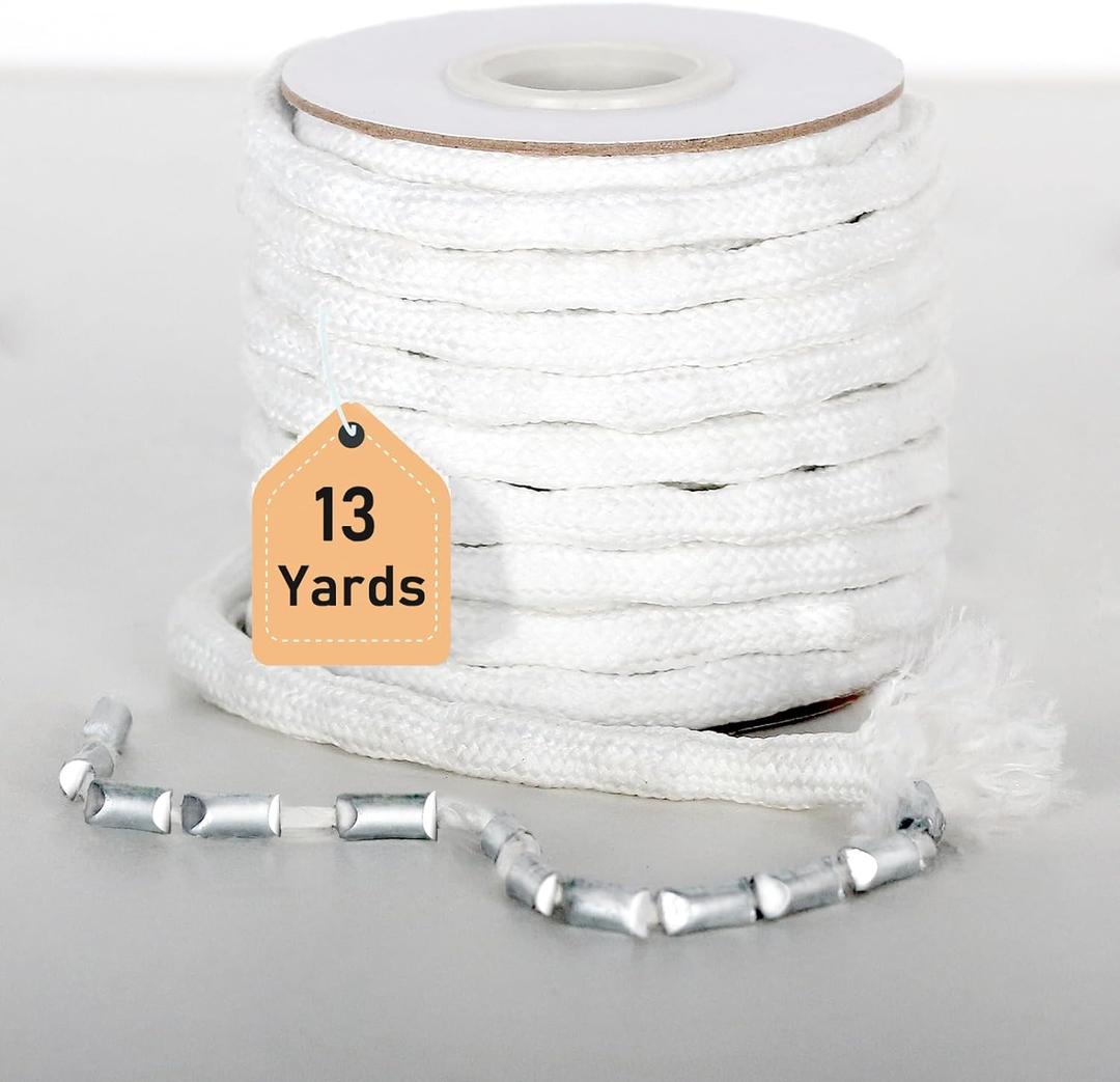13Yard Shower Curtain Weights Tape, Drapery Weight Rope, Heavy Drapery Weights for Indoor Tulle Fabrics, Weighted Lead Rope Increase Curtain Weight, DIY Length Curtain Accessories, White