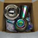 Tioncy 15 Pcs Stainless Steel Kids Dinner Set, 3 Bowls, 3 Balanced Bites Divided Plates, 3 Cups, 3 Spoons and 3 Forks, Stainless Steel Lunch Plates Dinnerware Set for Kids Toddlers (Rainbow,Classic)