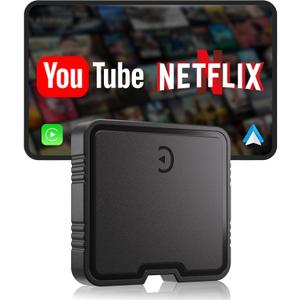 Wireless CarPlay Adapter 2025 AI Box for iPhone & Android Auto with YouTube & Netflix Support TF Card Offline Playback Plug and Play Car Video Box Wired to Wireless Stable 5.8Ghz WiFi + Bluetooth 5.3