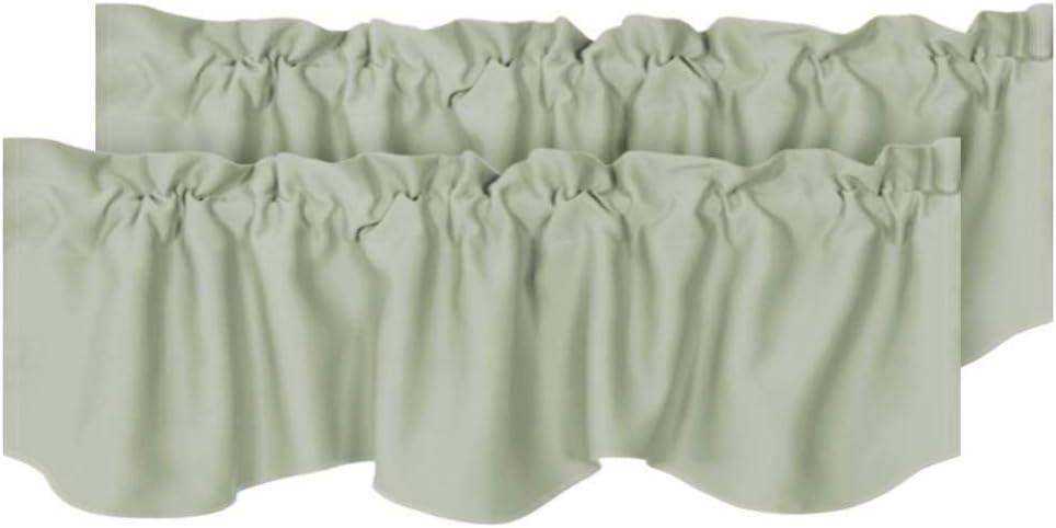 H.VERSAILTEX 2 Panels Blackout Curtain Valances for Kitchen Windows/Living Room/Bathroom Privacy Protection Rod Pocket Decoration Scalloped Winow Valance Curtains, 52" W x 18" L, Light Sage