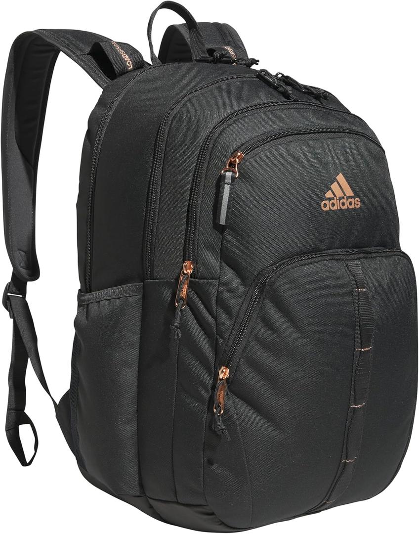 adidas Prime Backpack for Work, Travel Bag for Women and Men with Padded Compartment for Laptop (One Size, Carbon Grey/Rose Gold/2)
