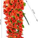 HyeFlora Artificial Fake Fall Hanging Flowers Plants for Outdoor Outside, 2PCS Faux Silk Orange Morning Glory Trailing Vines UV Resistant Look Real for Home Planter Porch Patio