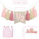 Birthday Decoration Set - High Chair Banner, Crown Theme Banner, Birthday Hat, Birthday Cake Topper, Photo Props, Pink Crown