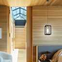 2 Pack 1 Light 5.7 Inch Hanging Gold Farmhouse Indoor Kitchen Island Black Gold Lantern Cage Finish Pendant Light for Kitchen Island Over Sink Dining Room Adjustable Length UL Certification