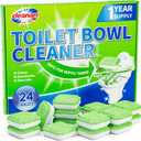 Toilet Bowl Cleaner Tablets, Leaves Bowl Sanitary, Freshens, Deodorizes, Descales & Repels Tough Stains, Helps Prevent Limescale Buildup, Safe for Septic Tanks, 24 Pack 1 Year Supply
