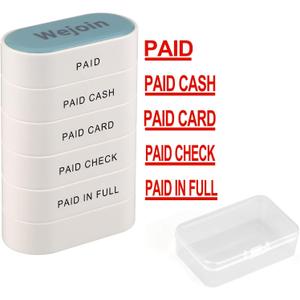 Office Paid Stamps Set, Self Inking Rubber Stamp, PaidCash, Card, Check, Paid in Full with Red Ink, Pre-Inked Stamper for Business, Bookkeeping, Ordering, Accounting, Work