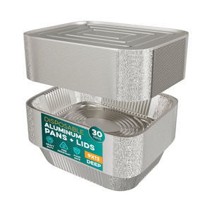 Aluminum Pans With Lids 9x13 [30 Sets] Aluminum Foil Pans Trays With Lids - Half Size Tin Foil Disposable Pans For Baking, Roasting, Cake Serving Dishes, Catering Supplies, Steam Table Chafing