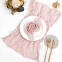 60 Pack Gauze Cheesecloth Napkins 20 x 20 Inch Wrinkled Dinner Napkins Rustic Boho Table Napkins Decorative Cloth Napkins for Weddings Parties Event Family Dinner Table Decoration (Dusty Pink)