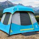 EVER ADVANCED 4 Person Blackout Camping Tent, 60s Easy Setup Instant Cabin Tent for Family, 4000mm Water-Resistant & UV Protection Light-Blocking Tent with Rainfly for Outdoor Travel, 8' x 7' x 59" (Blue)