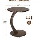 C-Shaped Solid Wood Round End Table - Side Table for Couch, Sofa Tables Slide Under Couch for Living Room, Small Nightstand for Small Space, Dark Walnut