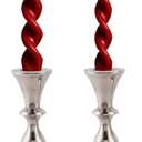 Rely+ Silver Candle Holders Set of 2 Decorative Centerpiece Table Candlesticks Holders for Taper Candles Home Decor Easter Candle Holders for Dinner Party Wedding Decorations