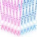 ZYFLSQ 60 Pieces Baby Shower Pacifiers Necklace, Acrylic Pacifier Necklaces for Baby Shower Games Girl Boy Charm, Party Favors, Decorations DIY, Table Scatter, Gender Reveal Necklaces(Pink&Blue)