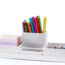 xiepipipaper Desk Organizer,Office Desk Accessories,Paperboard Desktop Organizer with Pen Pencil Holder and Sticky Note Tray,Paperclip Storage, L11.8 White