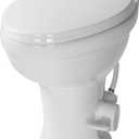 Lippert Flow Max RV Toilet with Elongated Ceramic Bowl, 18" Standard Profile, Full-Size Residential Seat, Easy-Close Lid, Efficient Flush - 2022113192