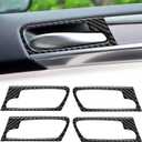 Compatible with Carbon Fiber Interior Door Handle Frame Interior Decoration Sticker for BMW X5 E70 X6 E71 2008 2009 2010 2011 2012 2013 (4PCS Black)