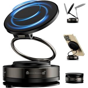 for MagSafe Car Mount 360 Rotation Magnetic Adjustable Dashboard Windshield Suction Bracket Foldable Stand Cell Phone Holder for iPhone 16e 16 Pro Max 15 Plus 14 13 Samsung S25 S24 S23 A16 Pixel 9 9a