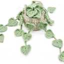 Plant Car Accessory, Crochet Plant, Knitted Fake Plant Decor, Woven Cute Charms Ornament Pendant, Crocheted Plant in Hanging Pot, Crochet Car Decor, Crochet Leaves Plant for Rear View Mirror (Mint Green)