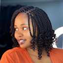 Leeven 8 Packs Wavy Senegalese Twist Crochet Hair with Curly Ends, 8 Inch Black Pre Looped Short Crochet Braids, Pre Twisted Small Havana Twist, Synthetic Braiding Hair for Women Girl Kids