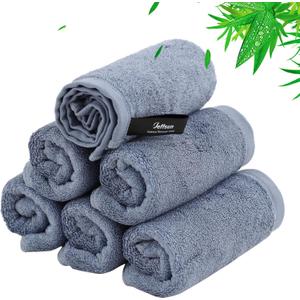 Wash Cloths 6 Pack, Reusable Makeup Remover Cloths, Super Soft and Gentle Face Towel for Sensitive Skin, 10x10 inch Small Face Washcloths, Easy to Rinse Quick Dry Slate Blue Facial Cleansing Cloths